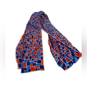 5/$25 Vintage Una Geometric Red and Blue Scarf